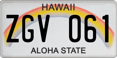 HI license plate ZGV061
