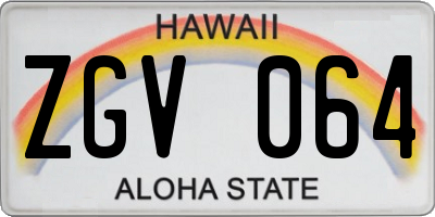 HI license plate ZGV064
