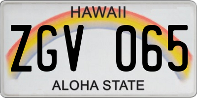 HI license plate ZGV065