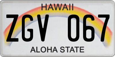 HI license plate ZGV067