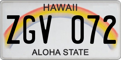 HI license plate ZGV072