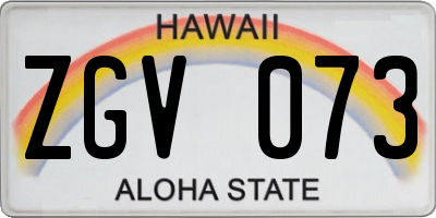 HI license plate ZGV073