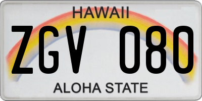 HI license plate ZGV080