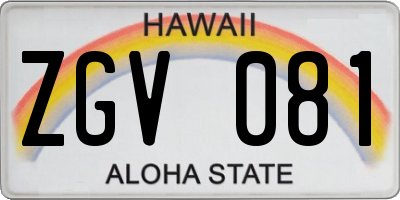 HI license plate ZGV081