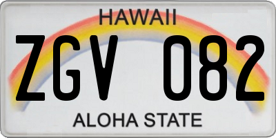 HI license plate ZGV082