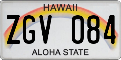 HI license plate ZGV084