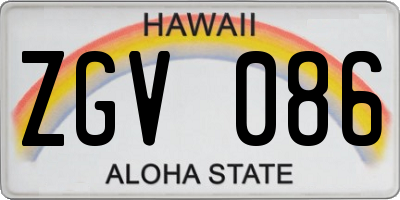 HI license plate ZGV086