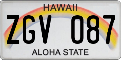 HI license plate ZGV087