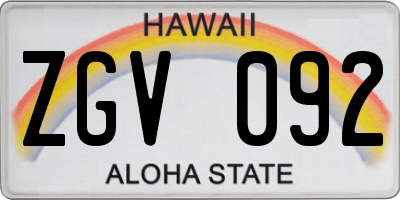 HI license plate ZGV092
