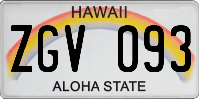 HI license plate ZGV093