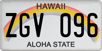 HI license plate ZGV096