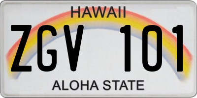 HI license plate ZGV101