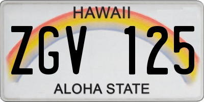 HI license plate ZGV125