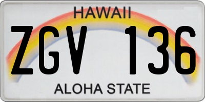 HI license plate ZGV136