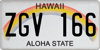 HI license plate ZGV166