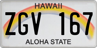 HI license plate ZGV167