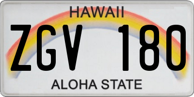 HI license plate ZGV180