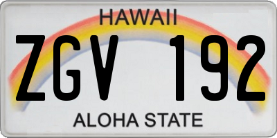 HI license plate ZGV192