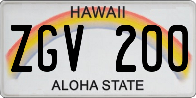 HI license plate ZGV200