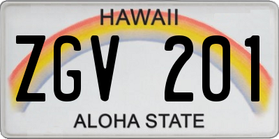 HI license plate ZGV201