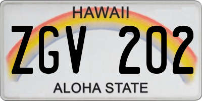 HI license plate ZGV202