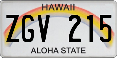 HI license plate ZGV215