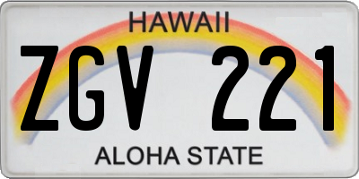 HI license plate ZGV221