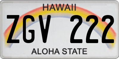 HI license plate ZGV222