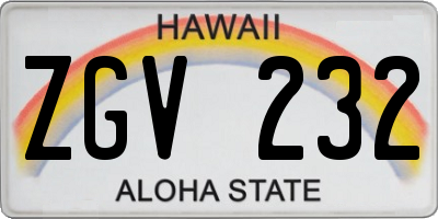 HI license plate ZGV232