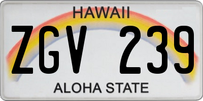 HI license plate ZGV239