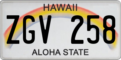 HI license plate ZGV258