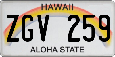 HI license plate ZGV259