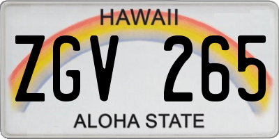 HI license plate ZGV265