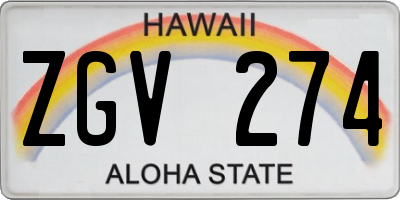 HI license plate ZGV274