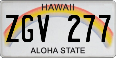 HI license plate ZGV277