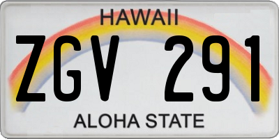 HI license plate ZGV291