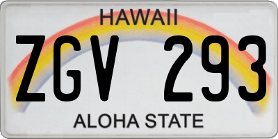 HI license plate ZGV293