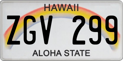 HI license plate ZGV299