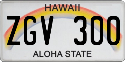 HI license plate ZGV300