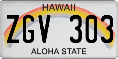 HI license plate ZGV303