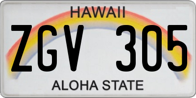 HI license plate ZGV305