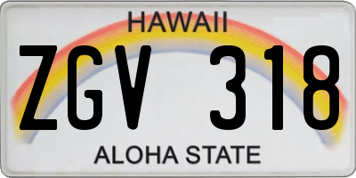 HI license plate ZGV318