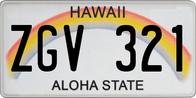 HI license plate ZGV321