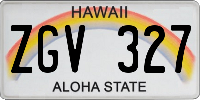 HI license plate ZGV327