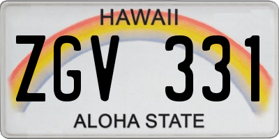 HI license plate ZGV331