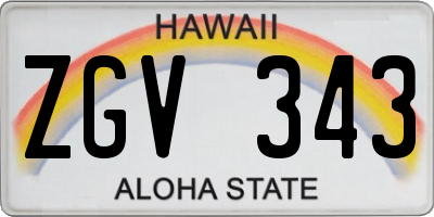 HI license plate ZGV343