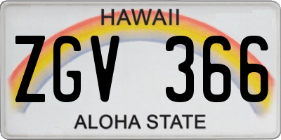 HI license plate ZGV366