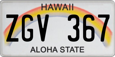HI license plate ZGV367