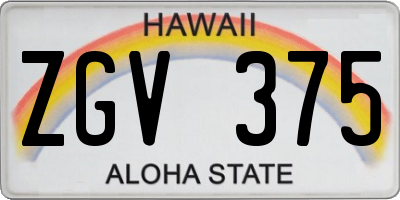 HI license plate ZGV375