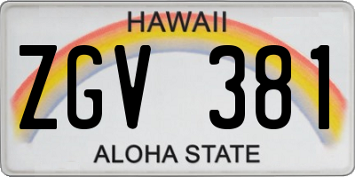 HI license plate ZGV381